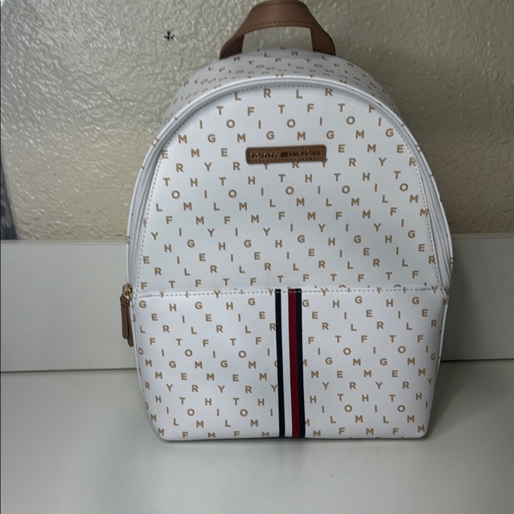 Tommy Hilfiger White and Tan Backpack